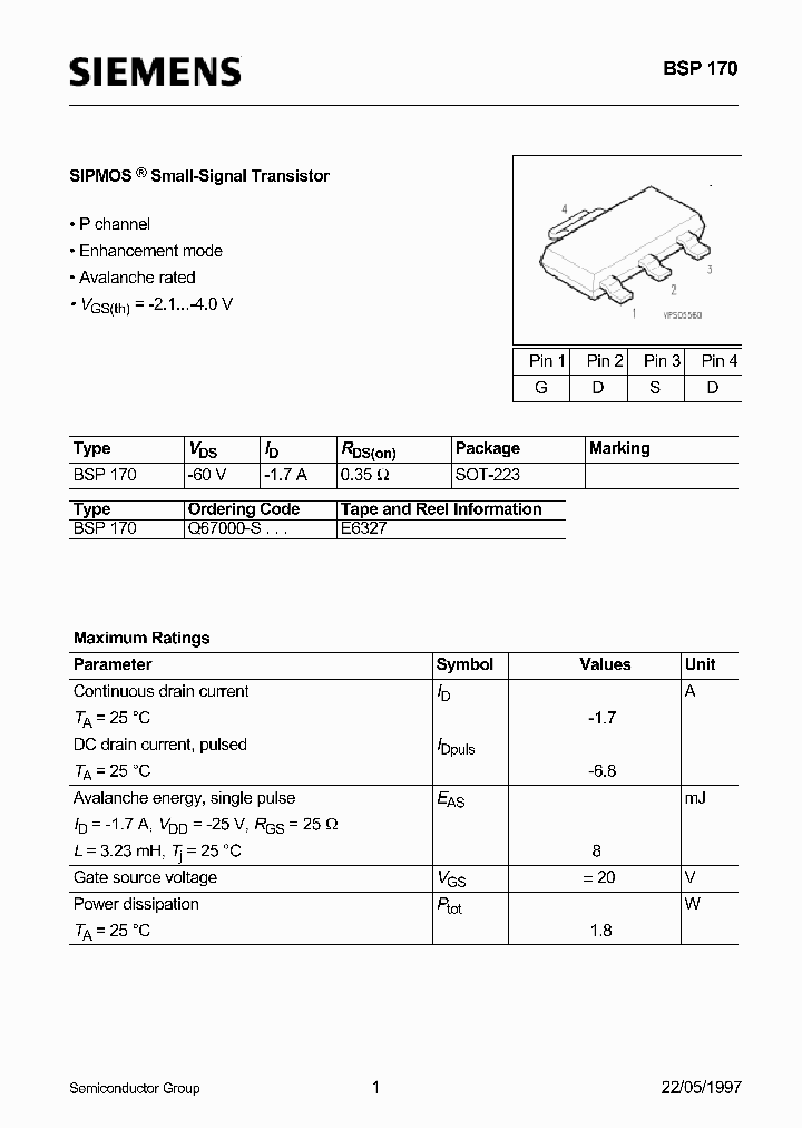 BSP170_45306.PDF Datasheet