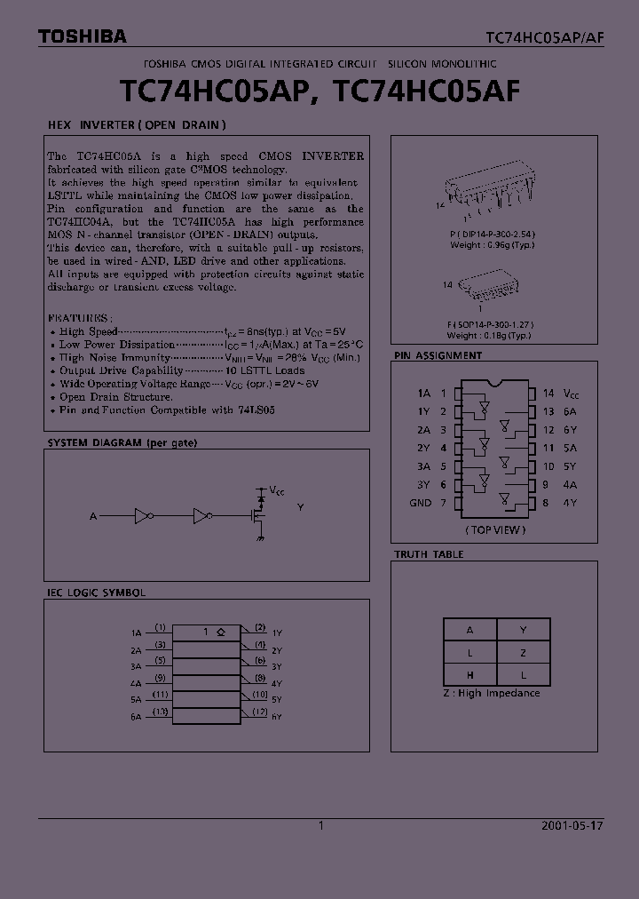 TC74HC05AF_156810.PDF Datasheet