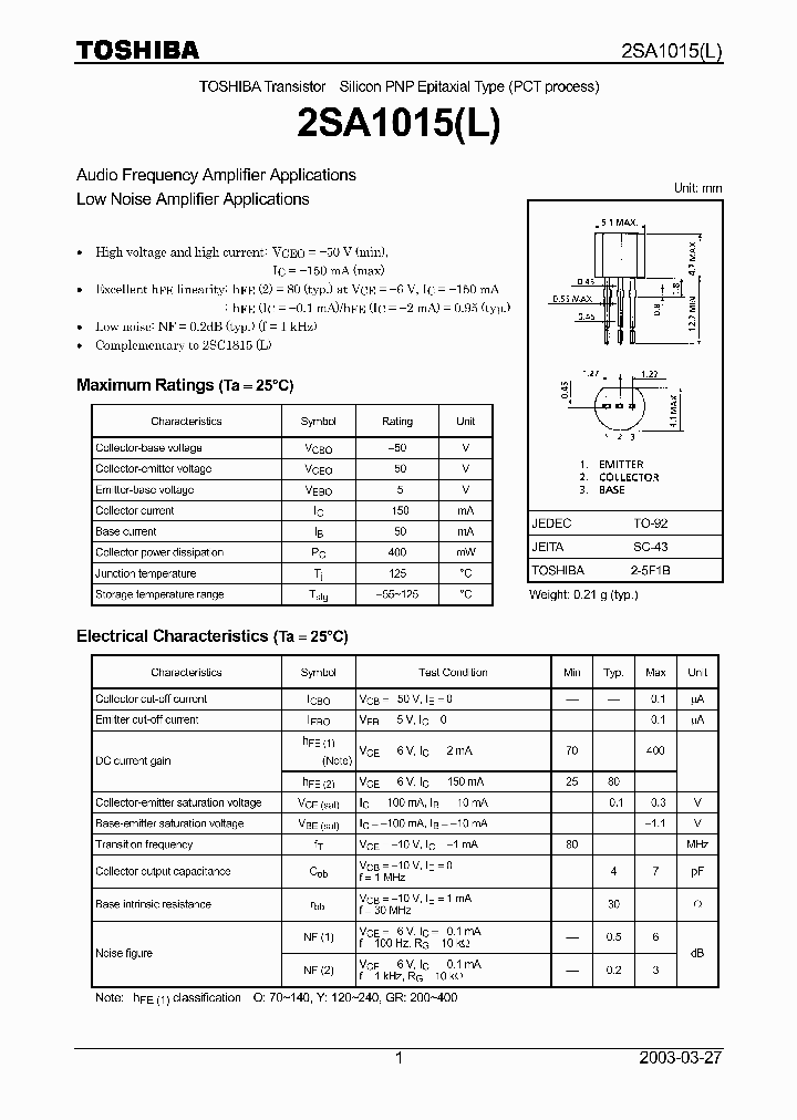 A1015_303889.PDF Datasheet