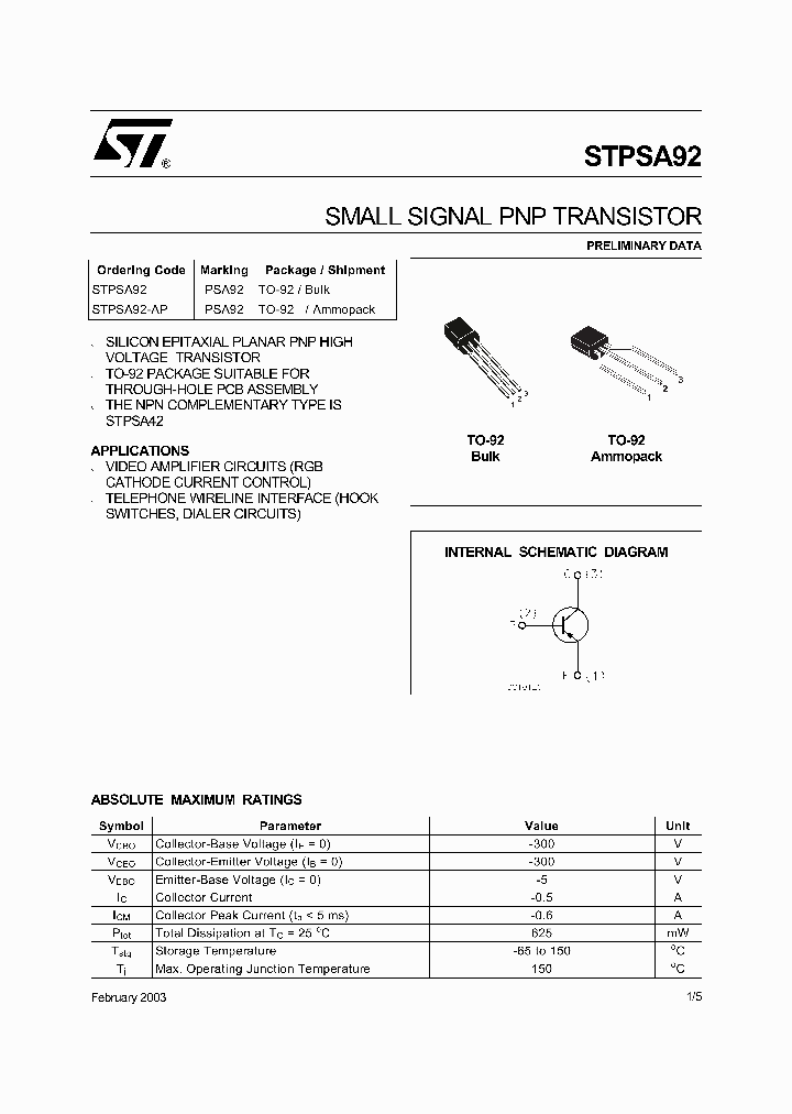 STPSA92-AP_305422.PDF Datasheet