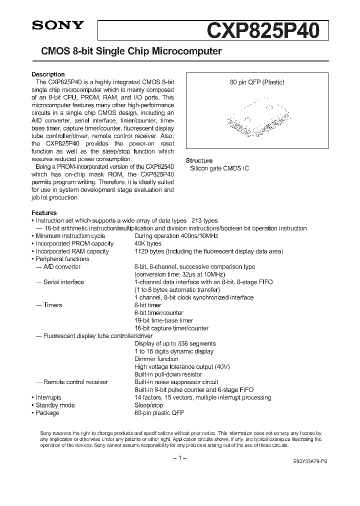 CXP825P40_237963.PDF Datasheet