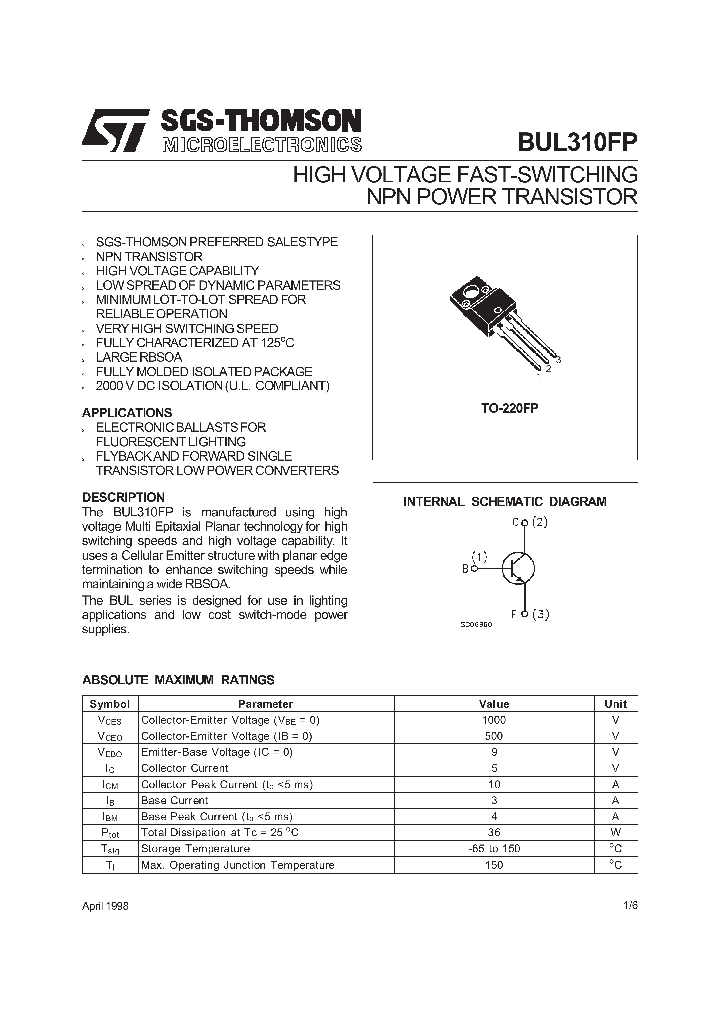 BUL310FP_180252.PDF Datasheet