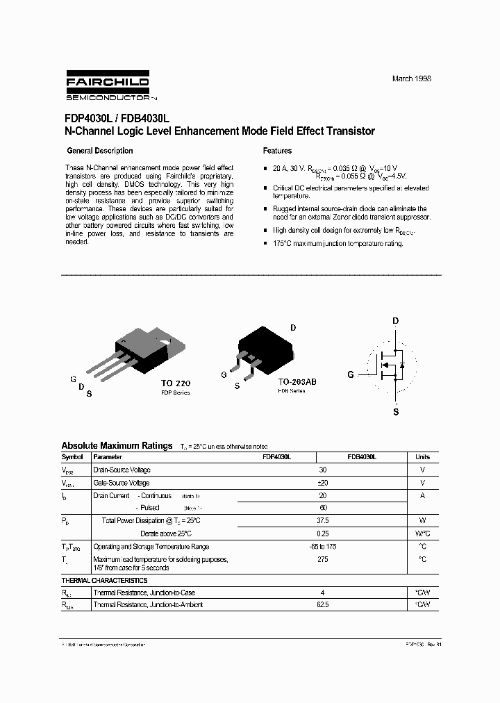 FDB4030L_312107.PDF Datasheet