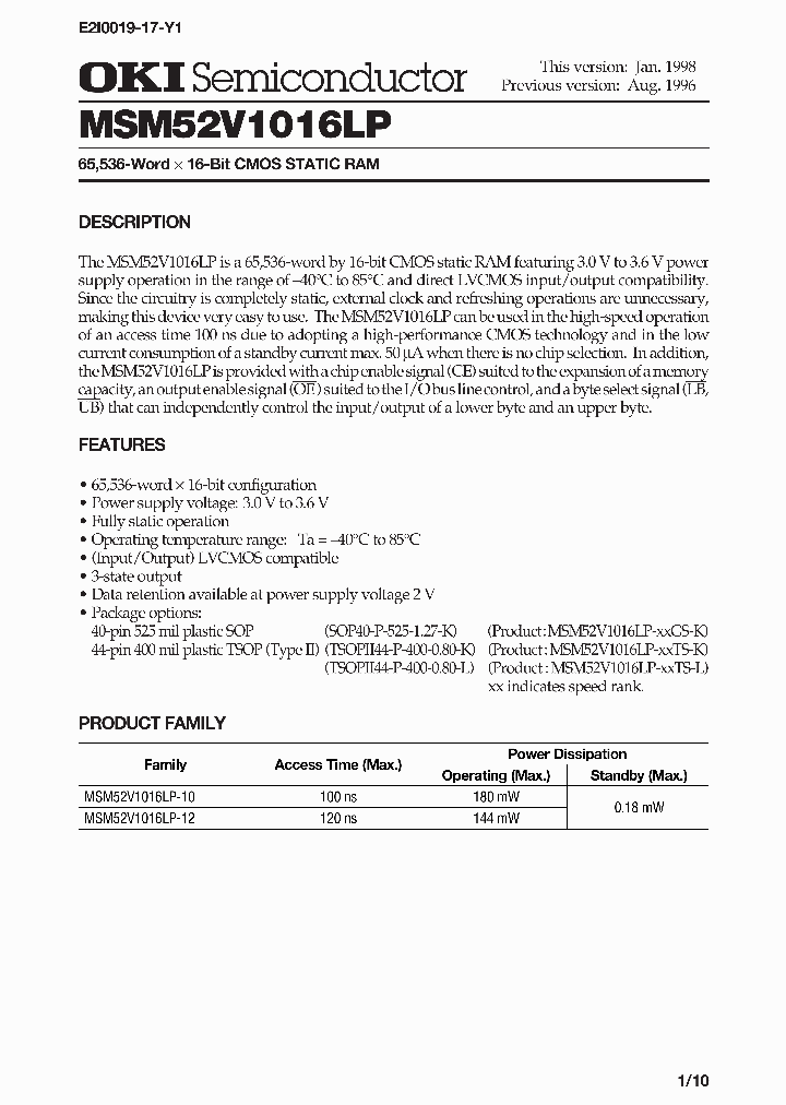 MSM52V1016LP_358007.PDF Datasheet