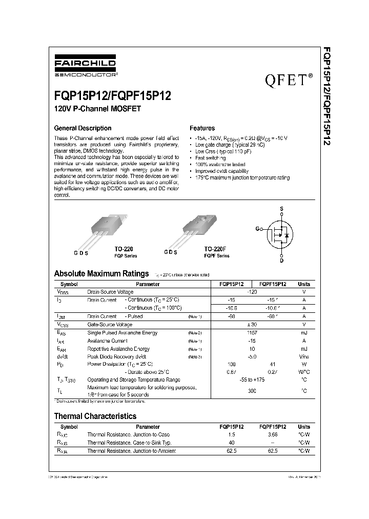 FQPF15P12_581187.PDF Datasheet