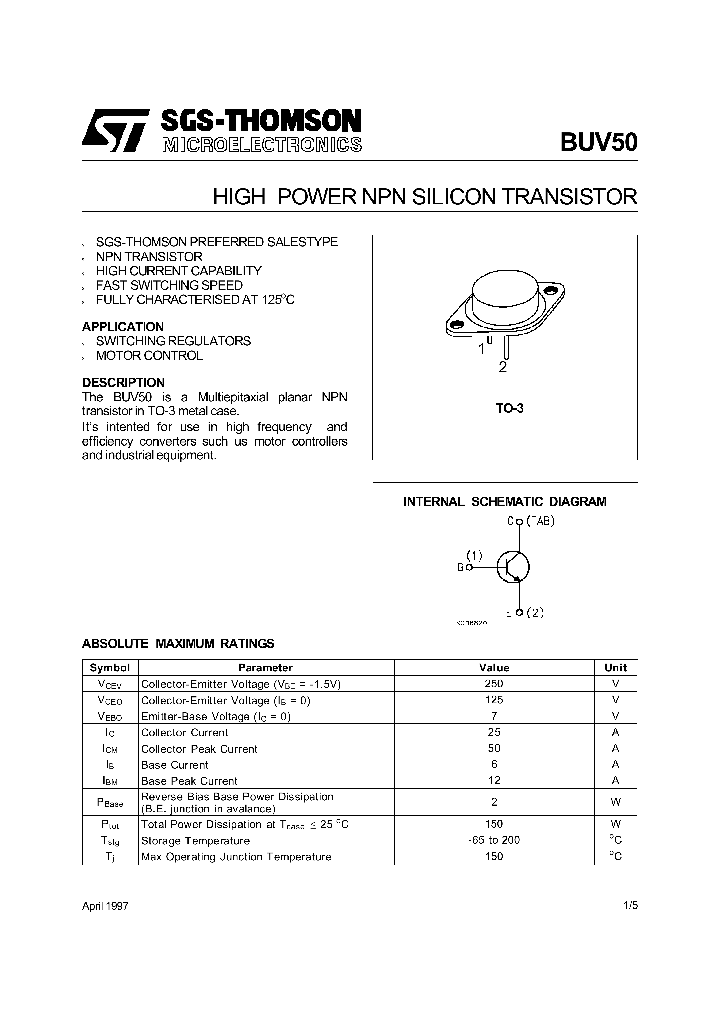 BUV50_952212.PDF Datasheet