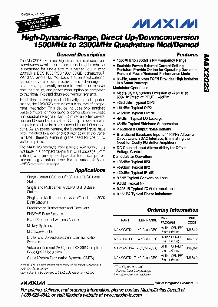 MAX2023ETX-T_690202.PDF Datasheet