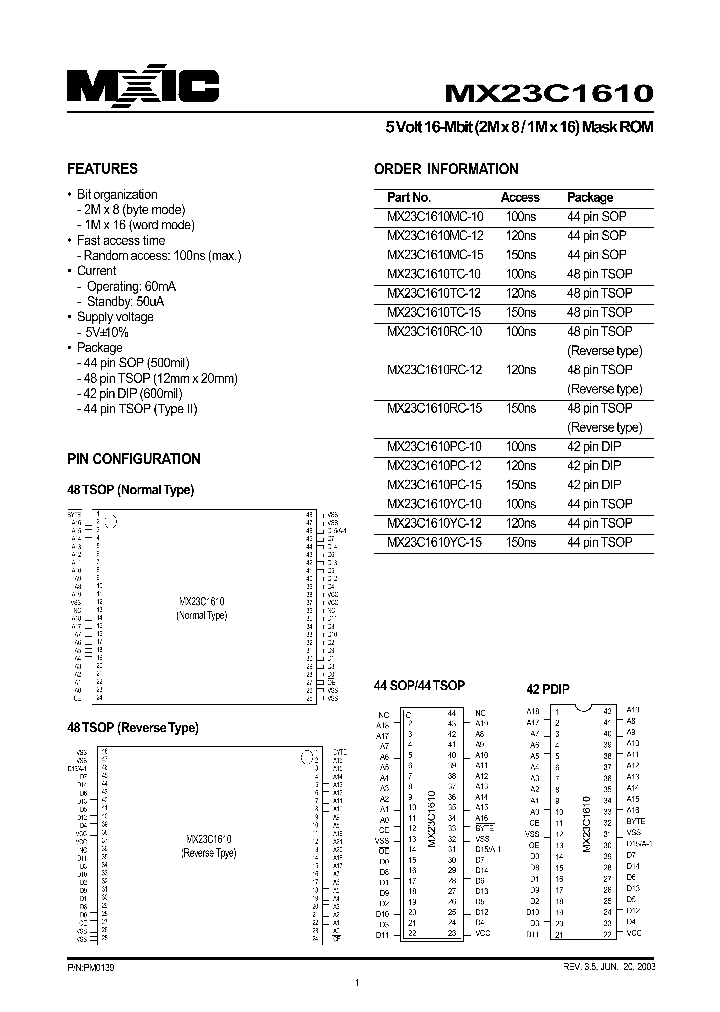 MX23C1610_851762.PDF Datasheet