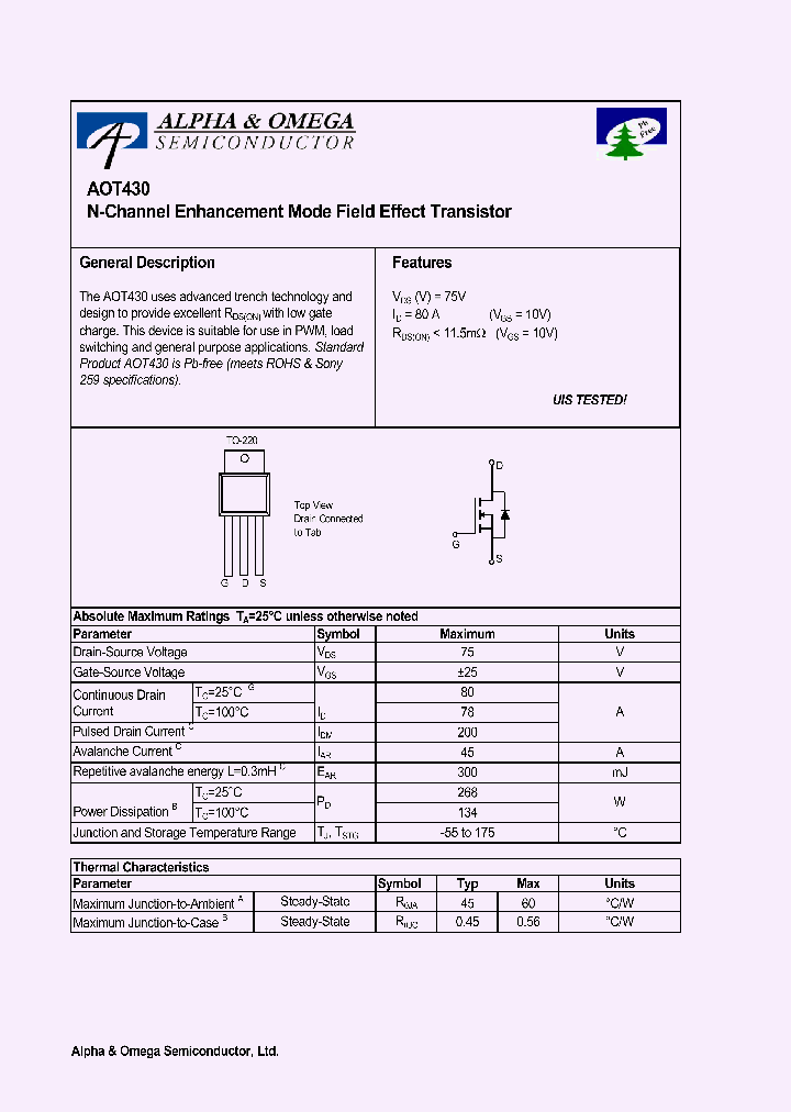 AOT430_1145085.PDF Datasheet