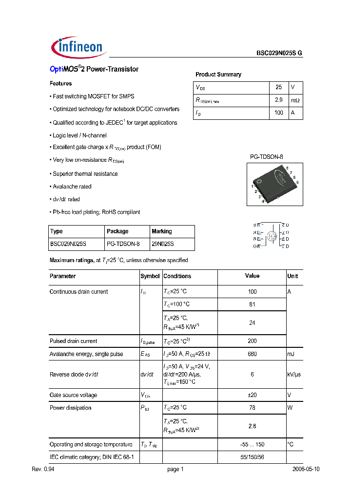 BSC029N025SG_1220583.PDF Datasheet