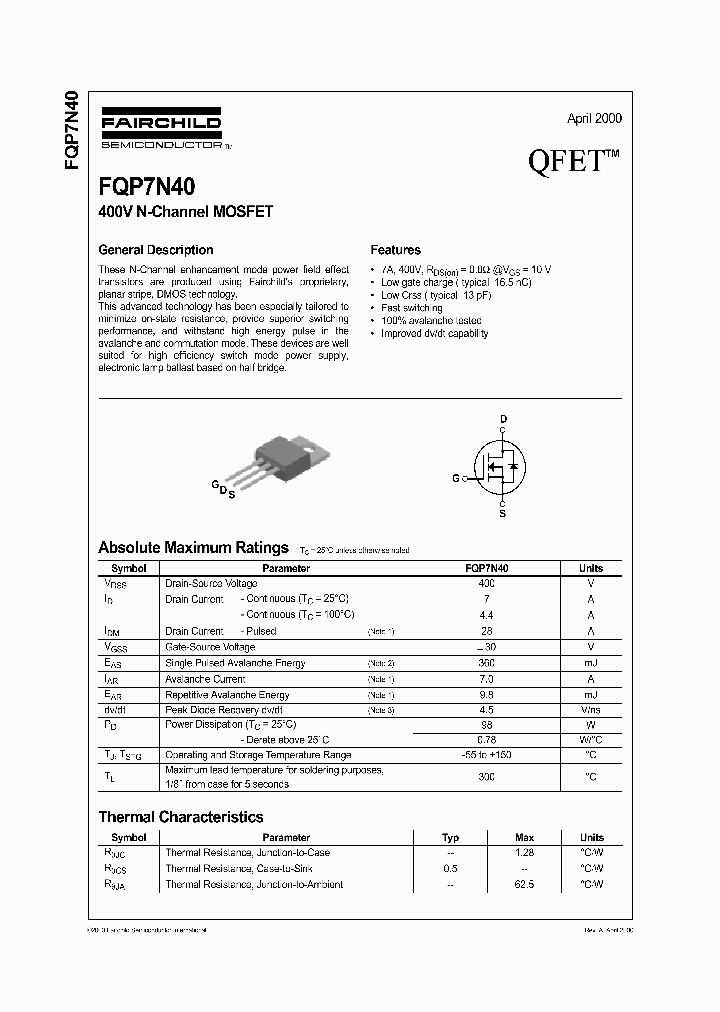 FQP7N40_1241778.PDF Datasheet