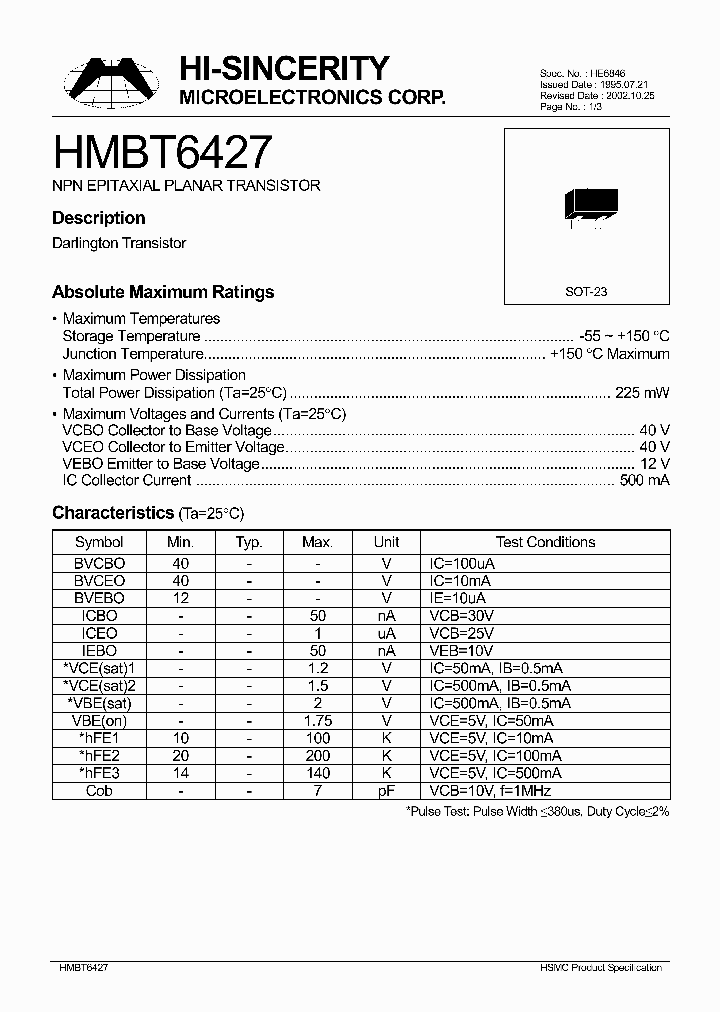 HMBT6427_1250485.PDF Datasheet