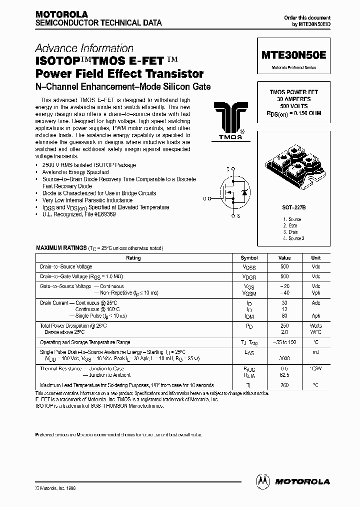 MTE30N50E_1174385.PDF Datasheet