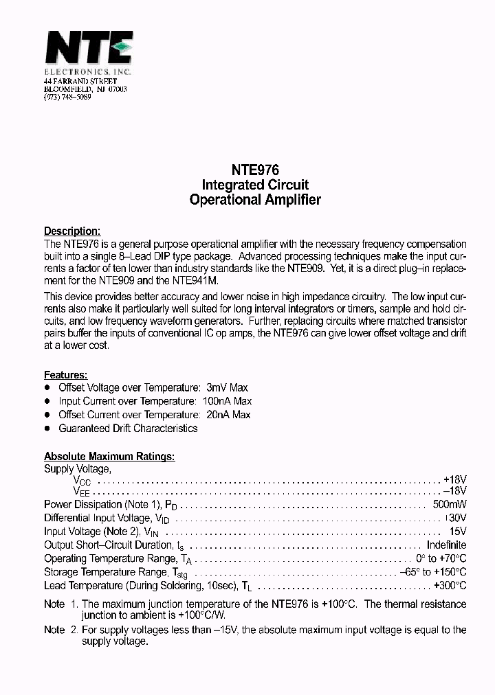 NTE976_1291429.PDF Datasheet