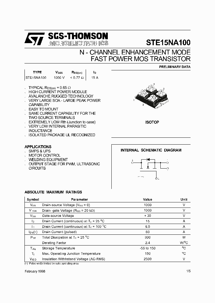 STE15NA100_1318145.PDF Datasheet