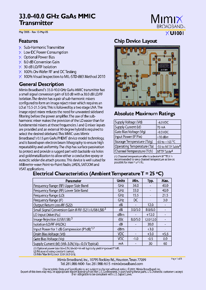 XU1001_1089144.PDF Datasheet