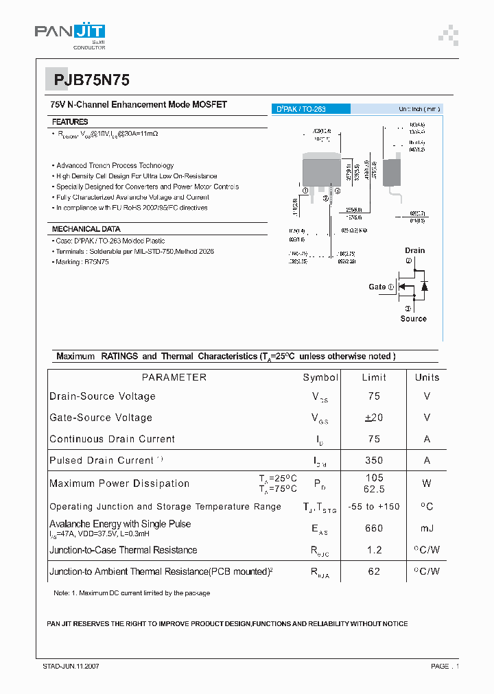 PJB75N75_4121607.PDF Datasheet