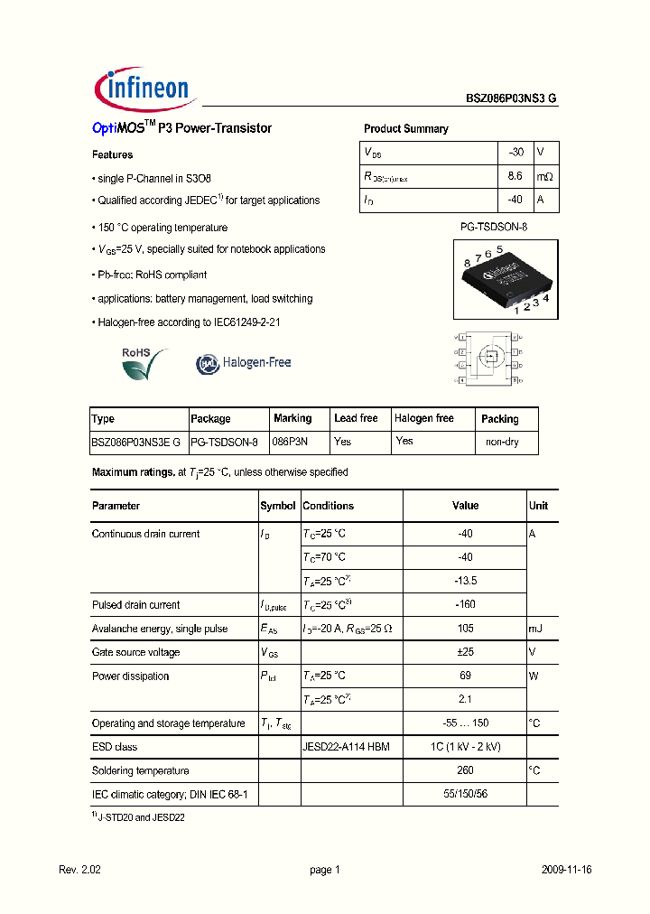 BSZ086P03NS3G_4918102.PDF Datasheet