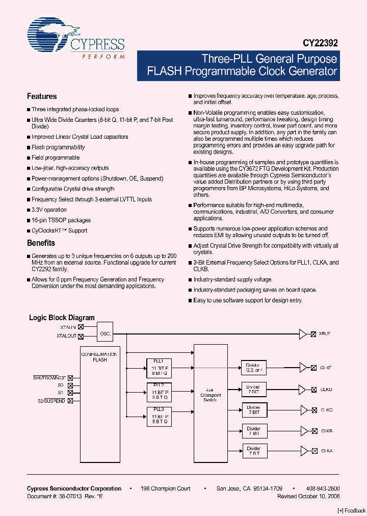 CY22392ZC-XXX_4340209.PDF Datasheet