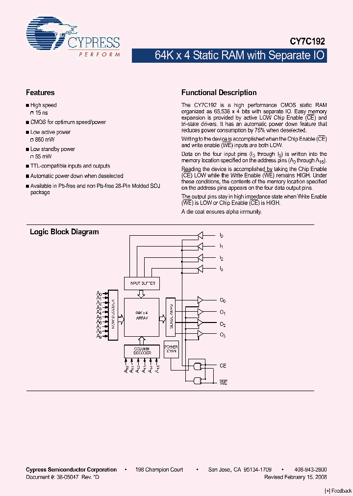 CY7C192-15VXC_4291827.PDF Datasheet