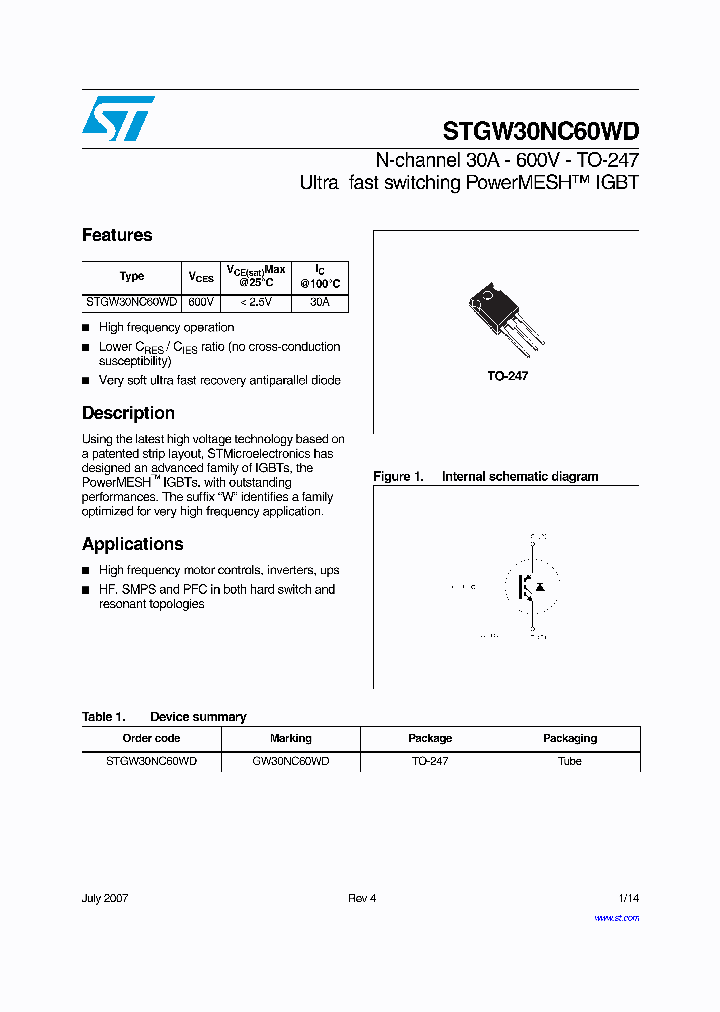 STGW30NC60WD_4679903.PDF Datasheet