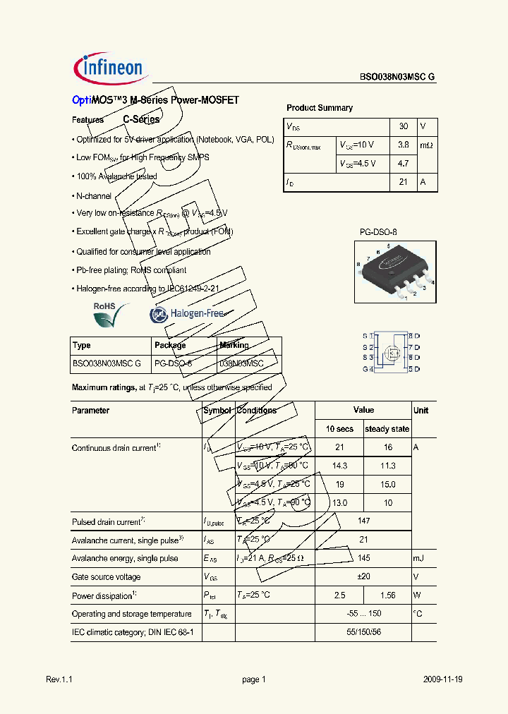 BSO038N03MSCG_4946393.PDF Datasheet