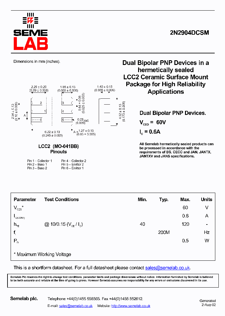 2N2904DCSM_5038765.PDF Datasheet