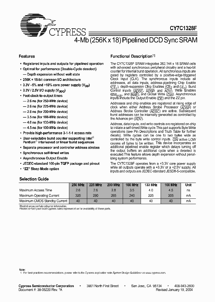 CY7C1328F-100AC_5042937.PDF Datasheet