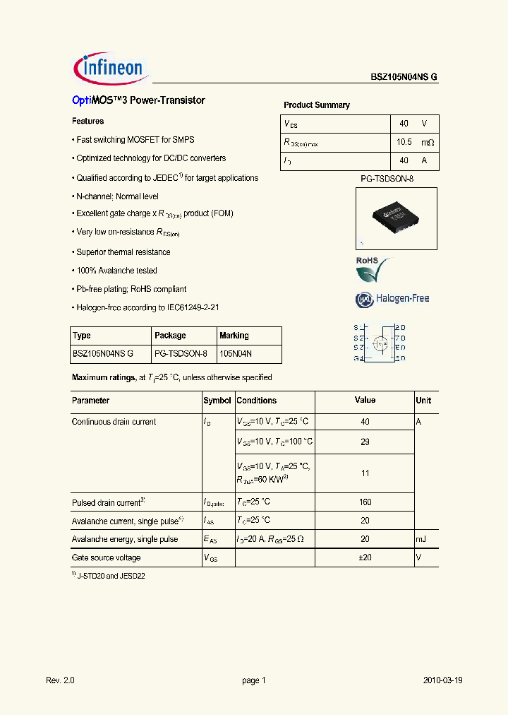 BSZ105N04NSG_9160.PDF Datasheet