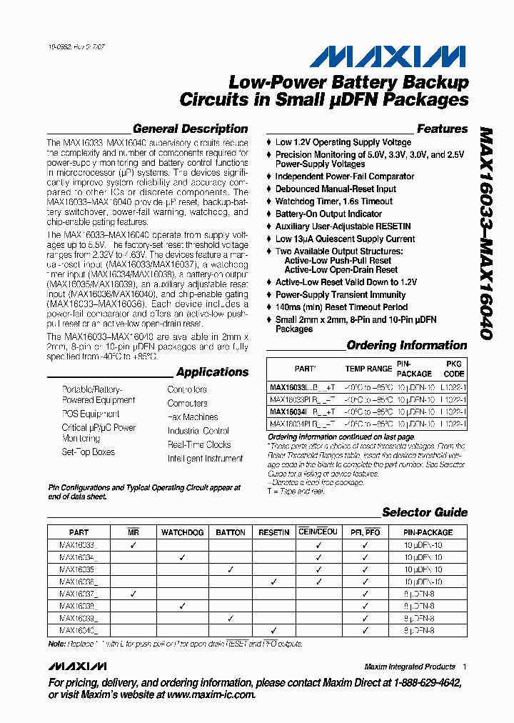 MAX16038PLA44T_101657.PDF Datasheet