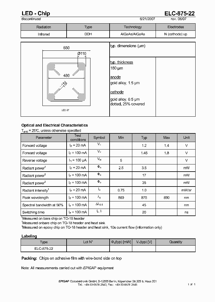 ELC-875-22_410374.PDF Datasheet