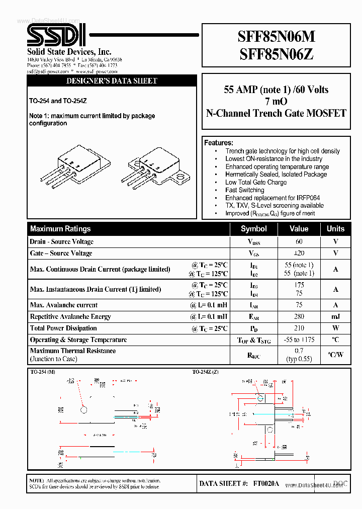 SFF85N06M_1656072.PDF Datasheet