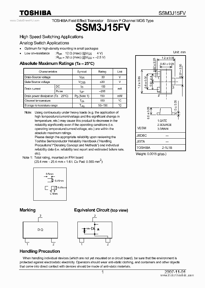 SSM3J15FV_1874718.PDF Datasheet