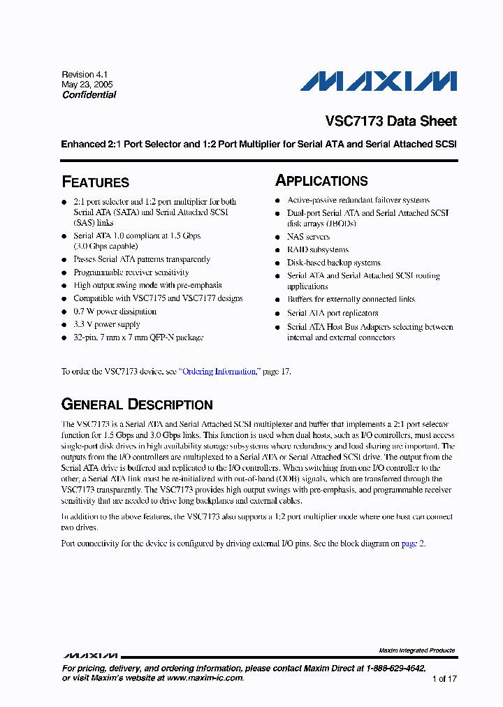 VSC7173_3376307.PDF Datasheet