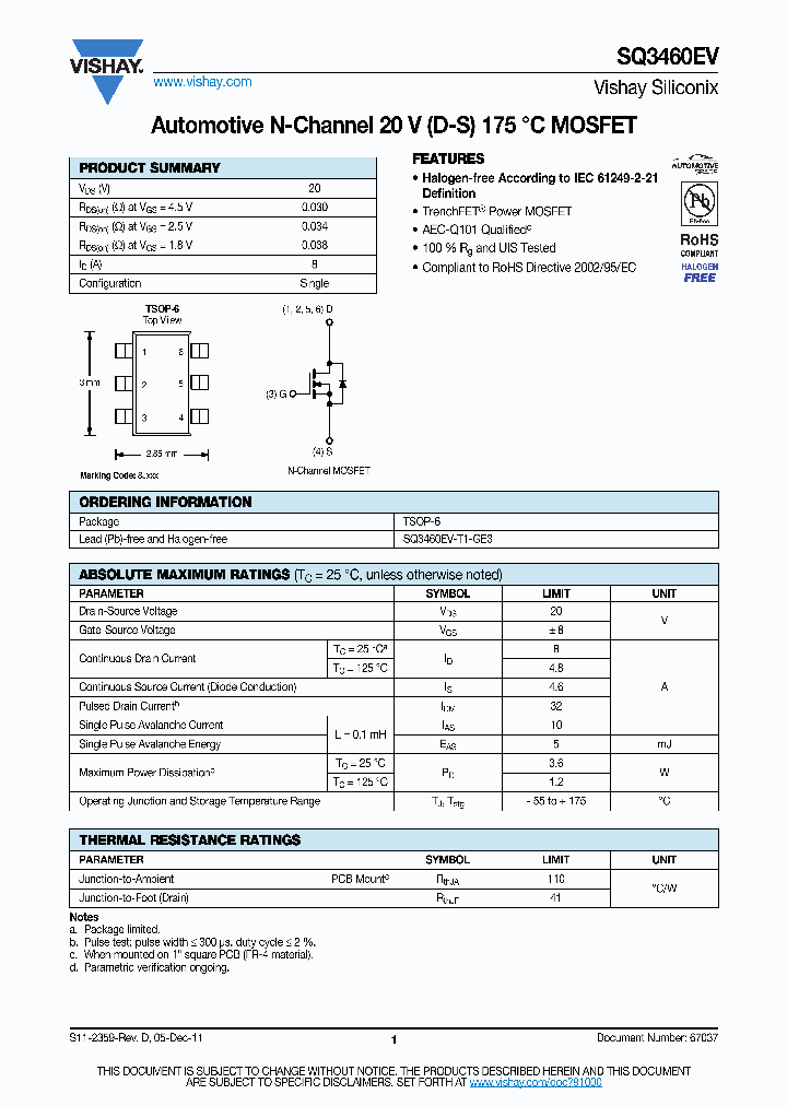 SQ3460EV-T1-GE3_3951991.PDF Datasheet