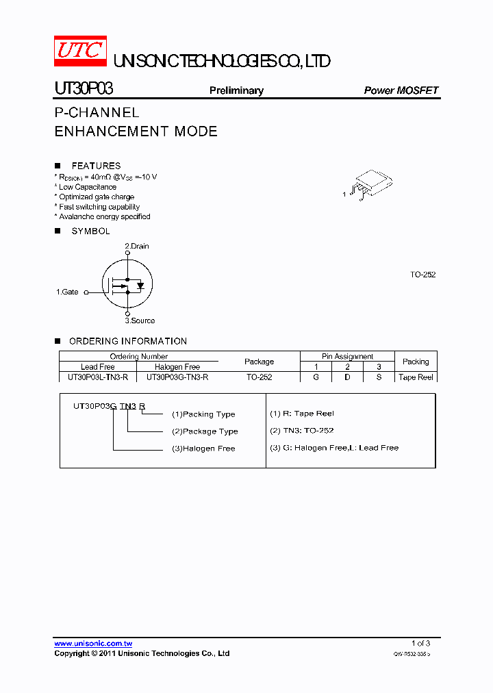 UT30P03G-TN3-R_4232777.PDF Datasheet