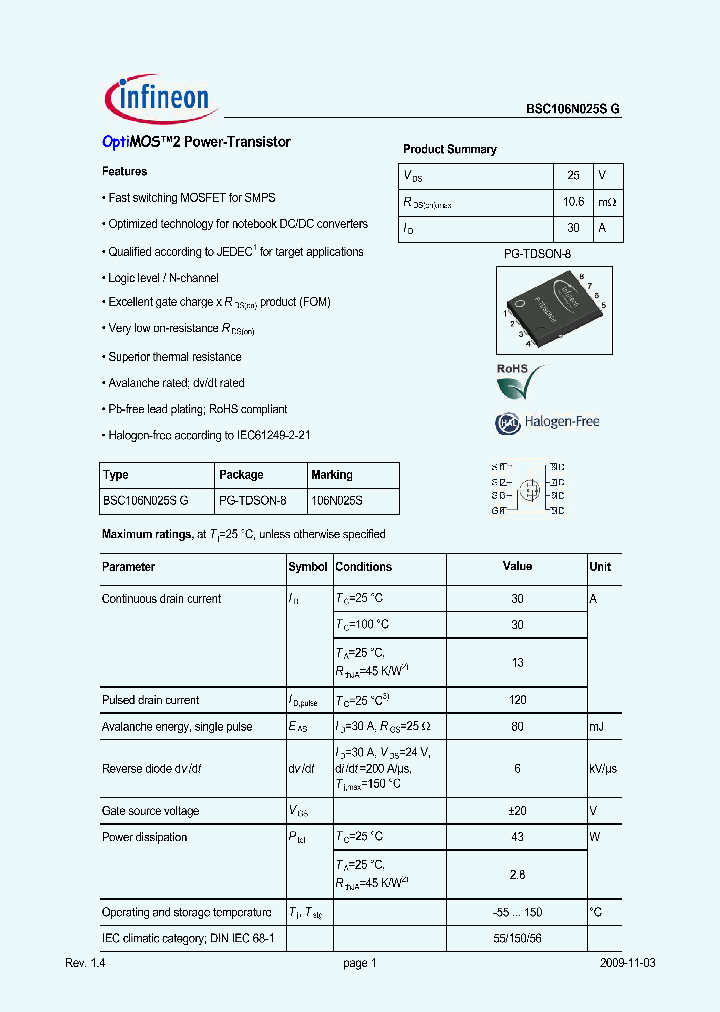 BSC106N025SG09_4390125.PDF Datasheet