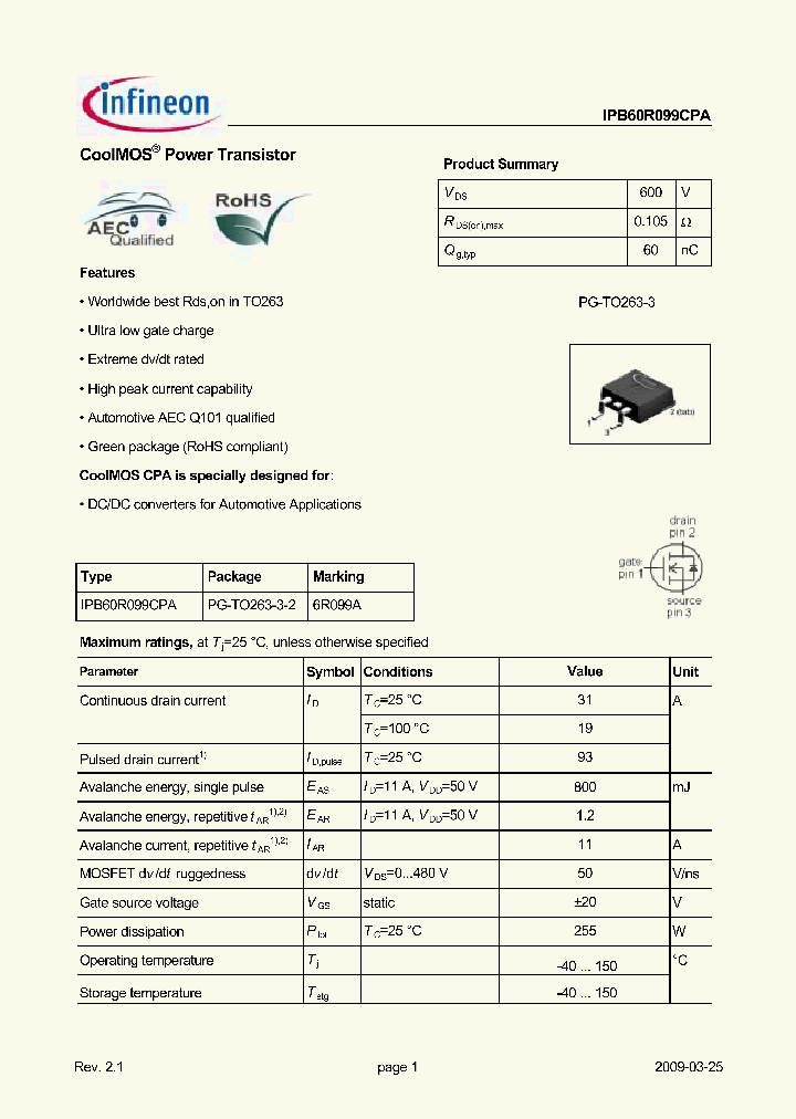 IPB60R099CPA_4669830.PDF Datasheet