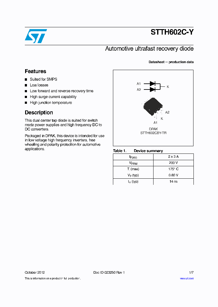 STTH602C-Y_4709644.PDF Datasheet