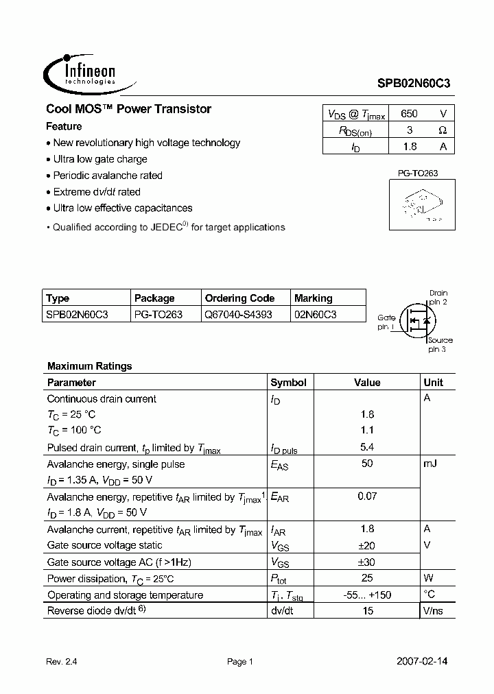 SPB02N60C307_4716433.PDF Datasheet