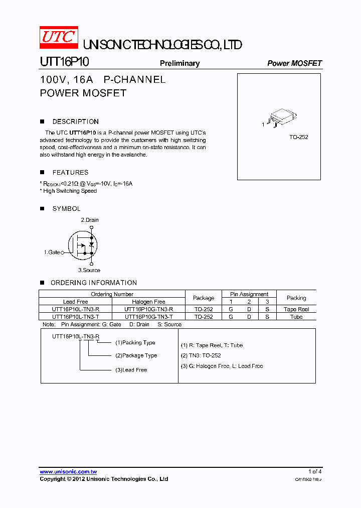 UTT16P10G-TN3-R_4838986.PDF Datasheet