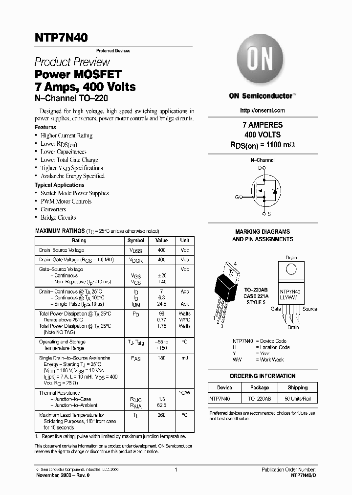 NTP7N40-D_5227178.PDF Datasheet