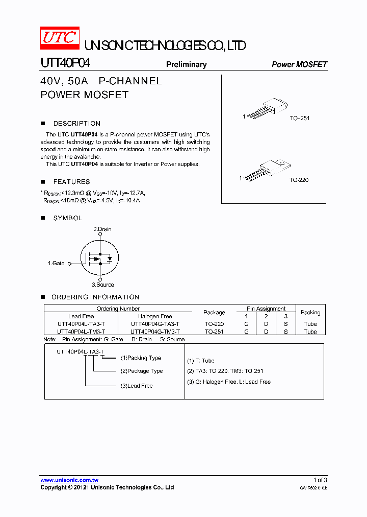 UTT40P04G-TA3-T_5373385.PDF Datasheet