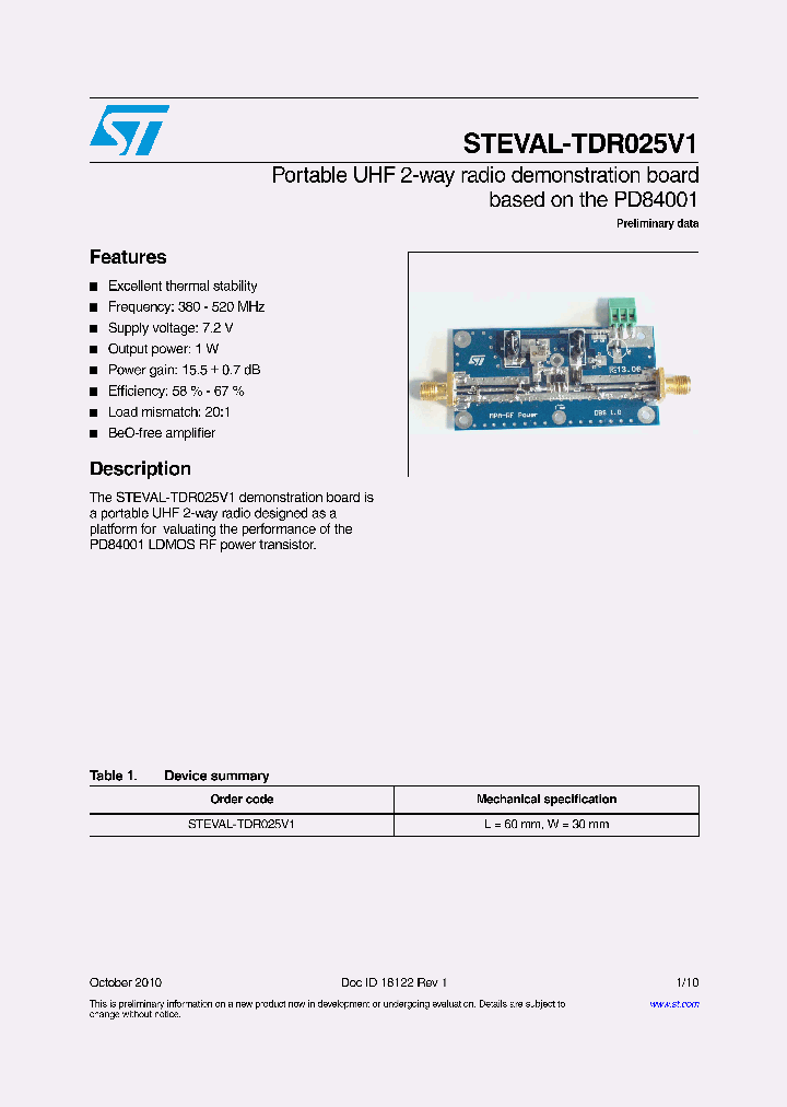 STEVAL-TDR025V1_5765986.PDF Datasheet