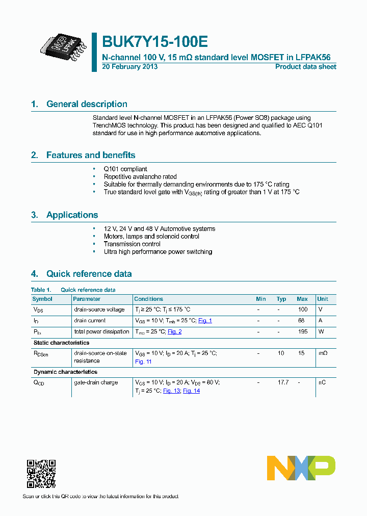 BUK7Y15-100E_5922250.PDF Datasheet