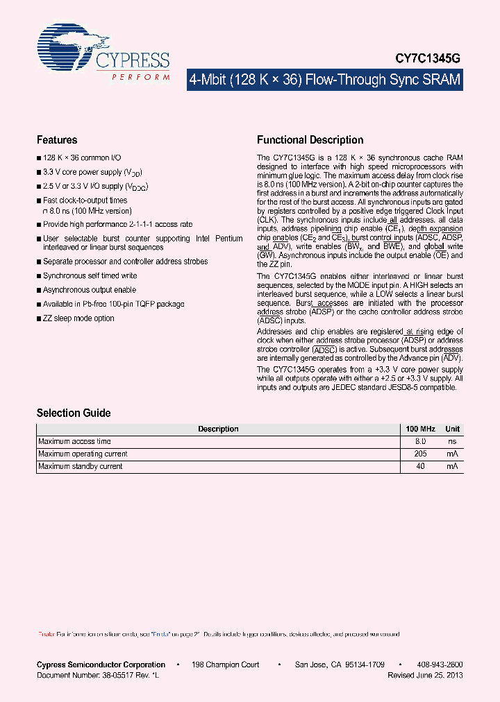 CY7C1345G-100AXC_6605456.PDF Datasheet