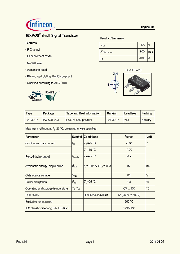 BSP321P11_6962820.PDF Datasheet