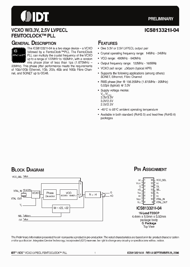 ICS813321AGI-04_7146747.PDF Datasheet