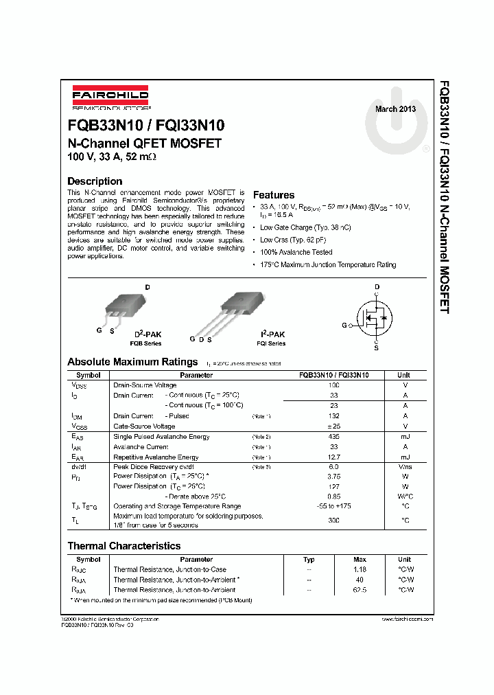 FQB33N10_7246978.PDF Datasheet