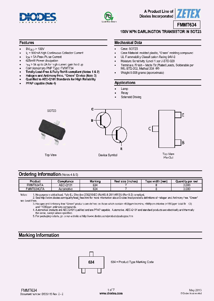 FMMT634_7340286.PDF Datasheet